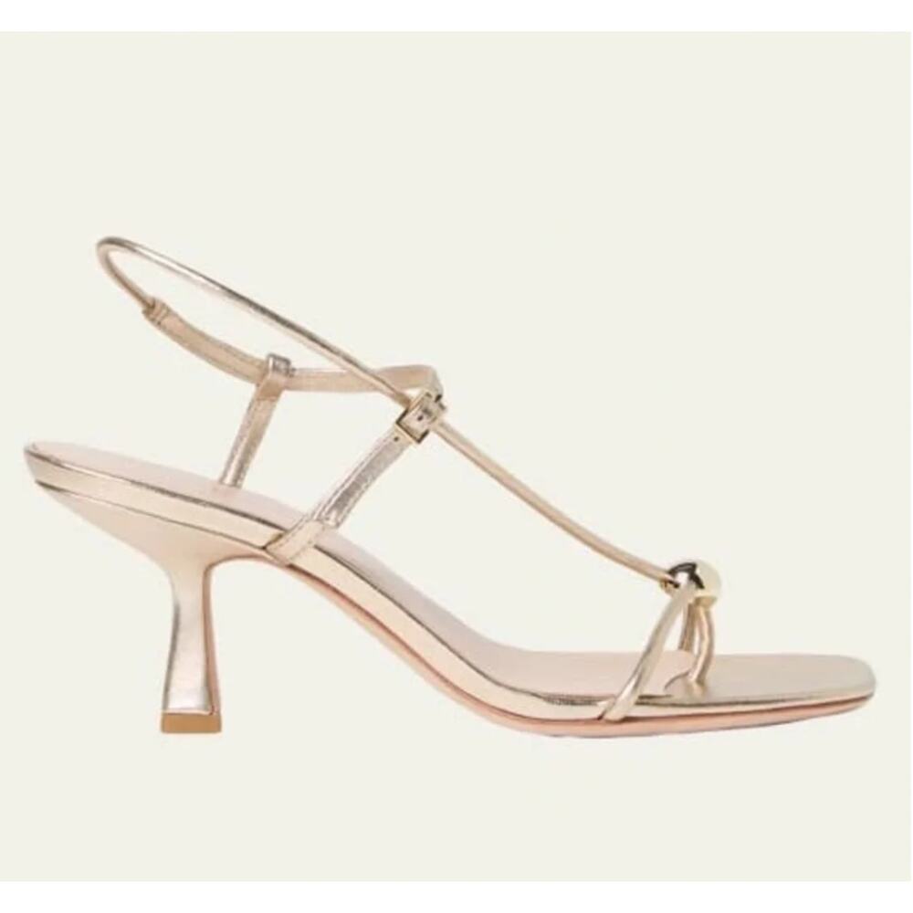 Loeffler Randall Triana Heels 7.5 NWOT Gold Champagne Sandal Tuckernuck Luxury - Picture 4 of 9